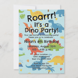 Modelo de convite de aniversário infantil com dino