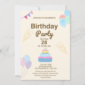 Modelo de Convite de Aniversário Minimalista
