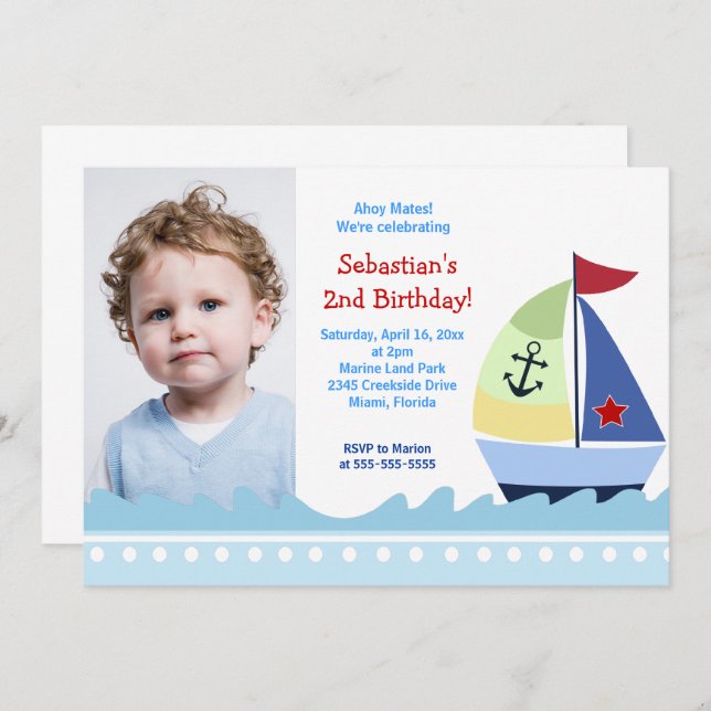 Modelo de Convite de Aniversário para Rapazes de N (Frente/Verso)