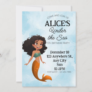 Modelo de Convite de Aniversário Preto de Sereia