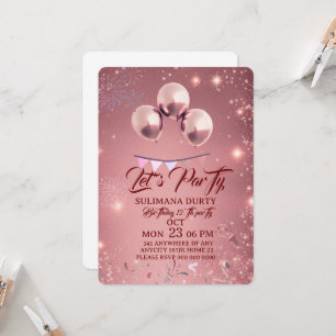 Modelo de Convite de Aniversário Rose Gold: Vamos