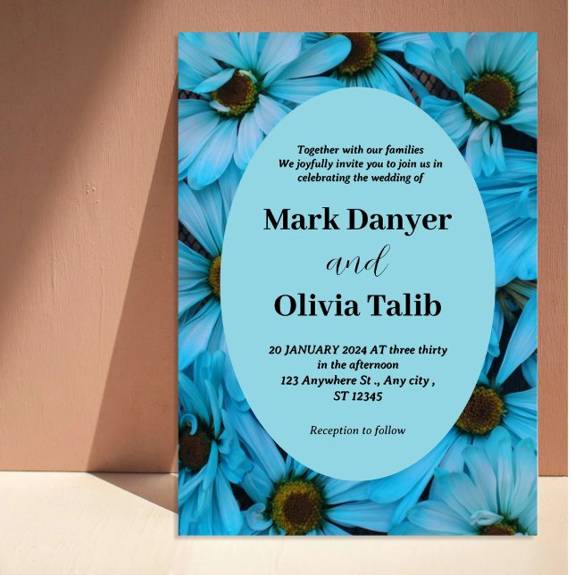 Modelo de Convite de Casamento Azul Elegante (Criador carregado)