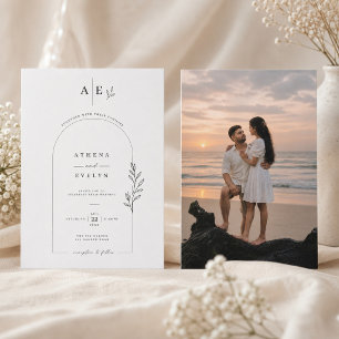 Modelo de Convite de Casamento com Arco Botânico E