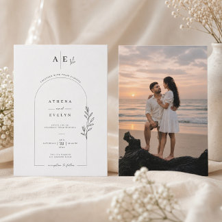 Modelo de Convite de Casamento com Arco Botânico E