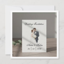 Modelo de Convite de Casamento com Casal Romântico