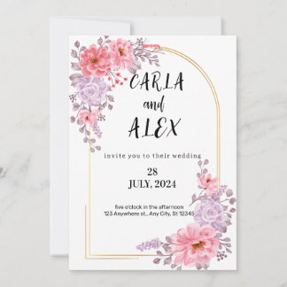 Modelo de Convite de Casamento com Flores Silvestr