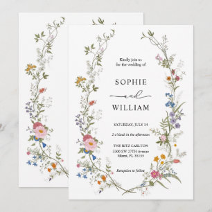 Modelo de Convite de Casamento com Flores Silvestr