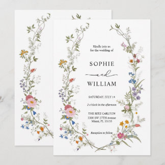 Modelo de Convite de Casamento com Flores Silvestr