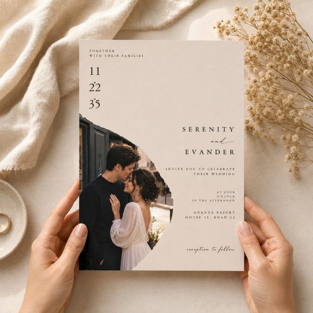 Modelo de convite de casamento com foto elegante e (Criador carregado)