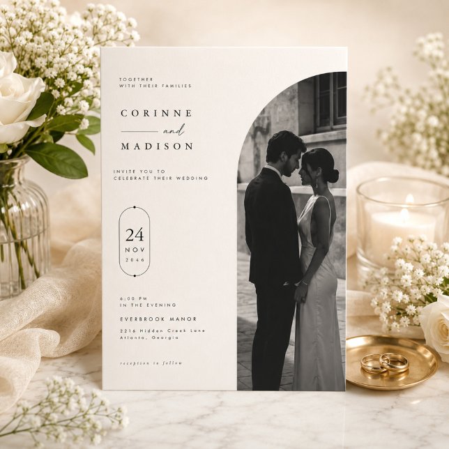 Modelo de Convite de Casamento com Foto em Arco de (Criador carregado)