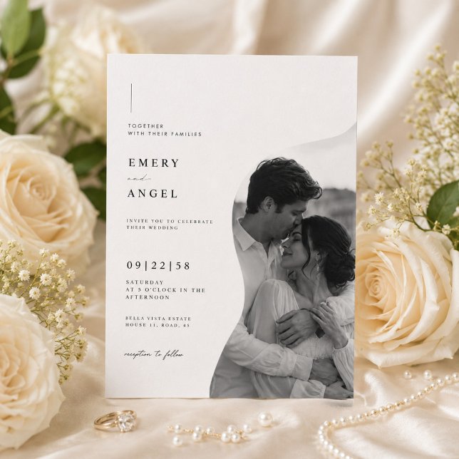 Modelo de Convite de Casamento com Foto Moderna. (Criador carregado)