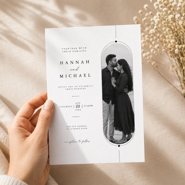 Modelo de Convite de Casamento com Foto Oval Moder (Criador carregado)