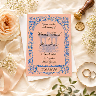 Modelo de Convite de Casamento de Igreja Vintage E