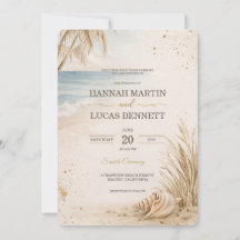 Modelo de Convite de Casamento de Luxo na Praia