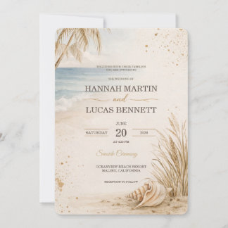 Modelo de Convite de Casamento de Luxo na Praia
