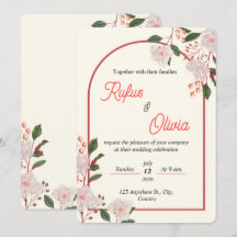 Modelo de Convite de Casamento Editável Arco Flora