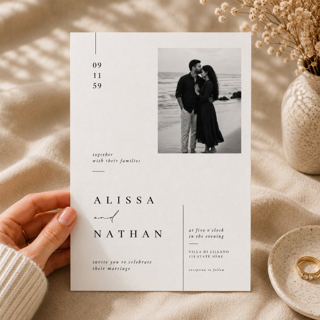 Modelo de Convite de Casamento Editorial Elegante. (Criador carregado)