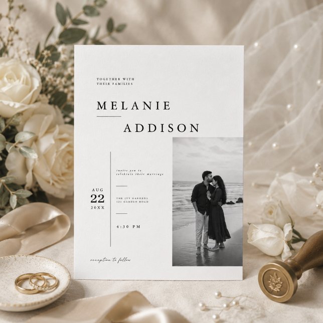 Modelo de convite de casamento editorial moderno. (Criador carregado)