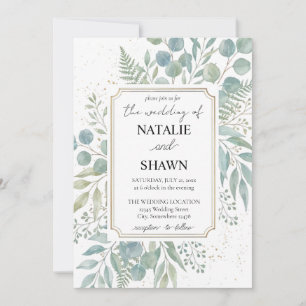 Modelo de Convite de Casamento Elegant Greenery