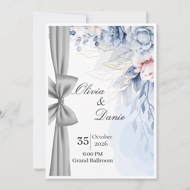 Modelo de Convite de Casamento Elegante | Minim Mo (Frente)