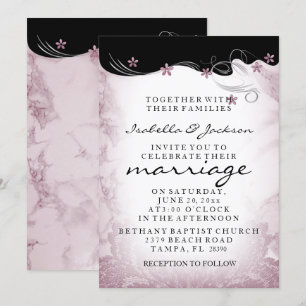 Modelo de Convite de Casamento em Mármore Rosa Mal