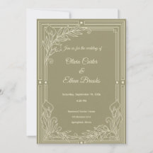 Modelo de Convite de Casamento em Verde Sálvia Ele