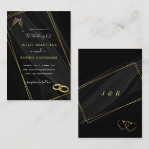 Modelo de Convite de Casamento emoldurado a Ouro P