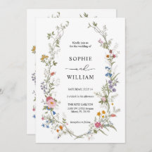 Modelo de Convite de Casamento Flor Silvestre, Imp