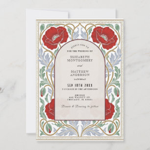 Modelo de Convite de Casamento Floral Art Nouveau