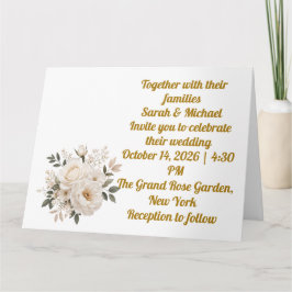 Modelo de Convite de Casamento Floral Bege Elegant