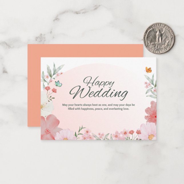 Modelo de Convite de Casamento Floral Bonito (Frente/Verso In Situ)