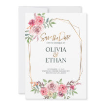 Modelo de Convite de Casamento Floral com Moldura 