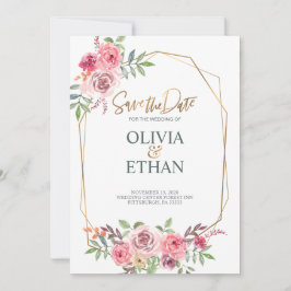 Modelo de Convite de Casamento Floral com Moldura 