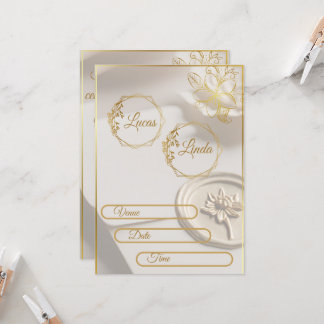 Modelo de Convite de Casamento Floral Dourado Eleg