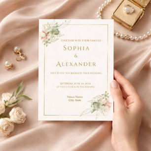 Modelo de Convite de Casamento Floral Editável