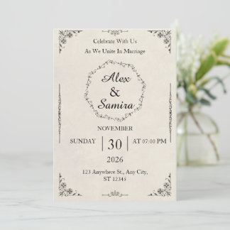 Modelo de Convite de Casamento Floral Elegante