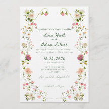 Modelo de Convite de Casamento Floral em Aquarela