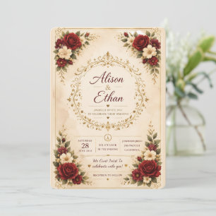 Modelo de Convite de Casamento Floral Luxuoso