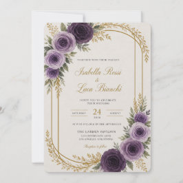 Modelo de Convite de Casamento Floral Roxo Elegant