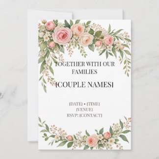 Modelo de Convite de Casamento Jardim de Rosas Blu