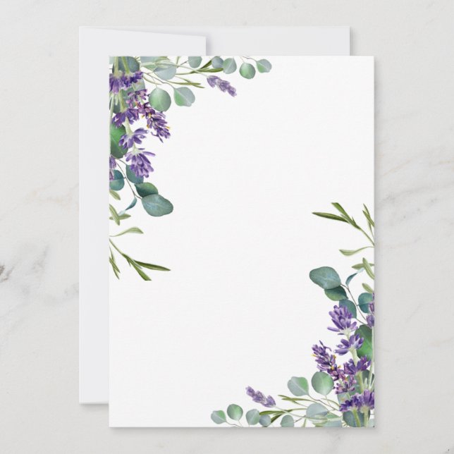 Modelo de Convite de Casamento Lavanda Eucalipto (Frente)