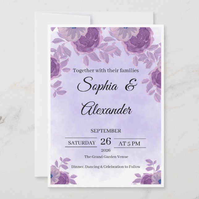 Modelo de Convite de Casamento Luxuoso Elegante |  (Frente)