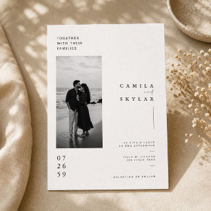 Modelo de Convite de Casamento Minimalista à Beira