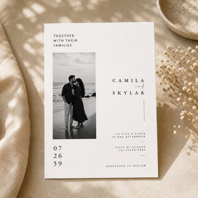Modelo de Convite de Casamento Minimalista à Beira (Criador carregado)