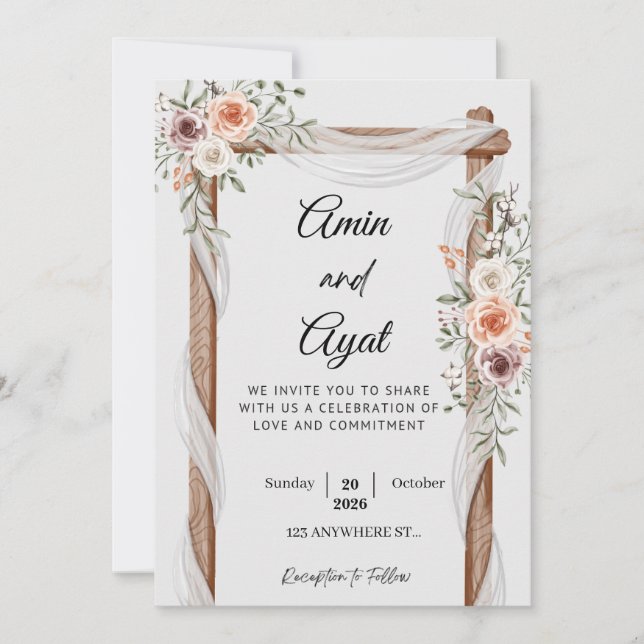 Modelo de Convite de Casamento Minimalista | Cláss (Frente)