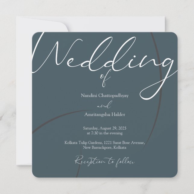 Modelo de Convite de Casamento Minimalista Elegant (Frente)