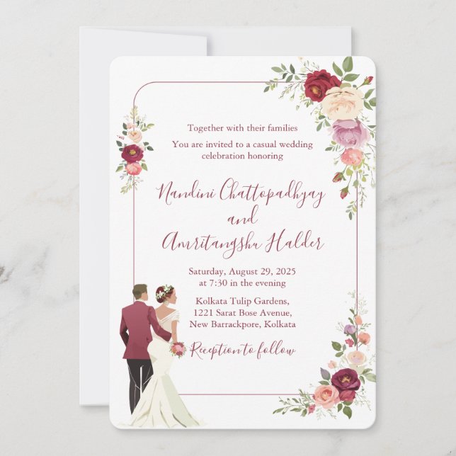 Modelo de Convite de Casamento Minimalista Elegant (Frente)
