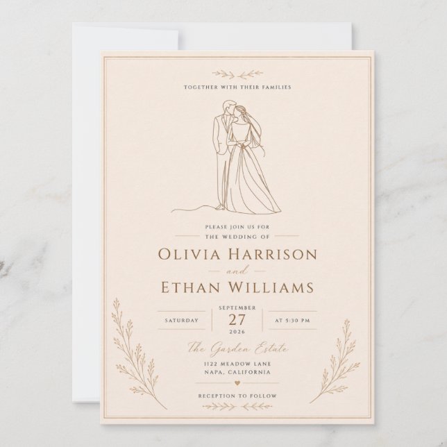 Modelo de Convite de Casamento Minimalista Elegant (Frente)