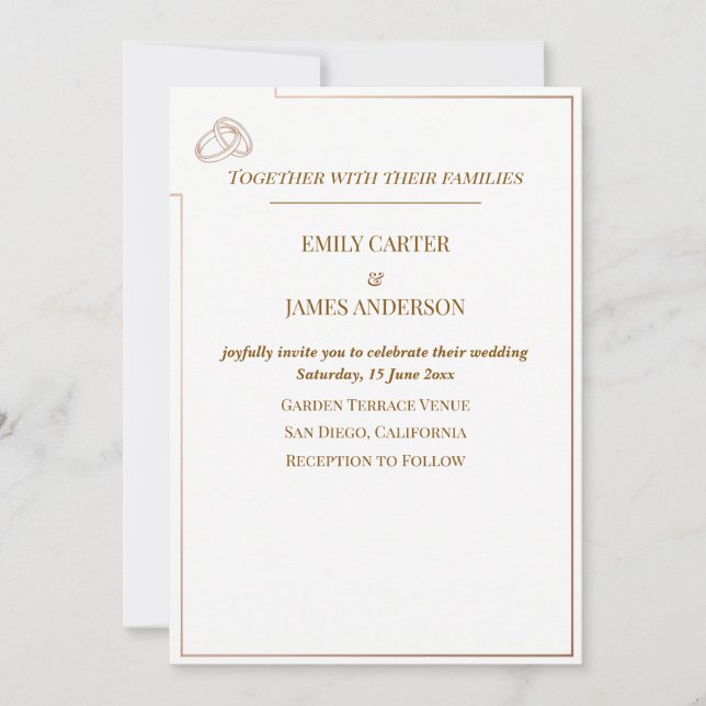Modelo de Convite de Casamento Minimalista Elegant (Frente)
