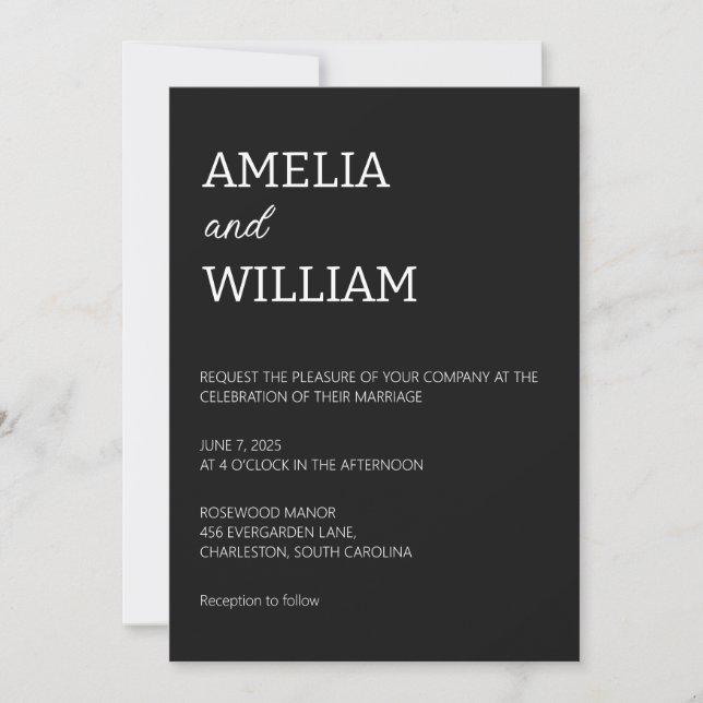Modelo de Convite de Casamento Minimalista Persona (Frente)